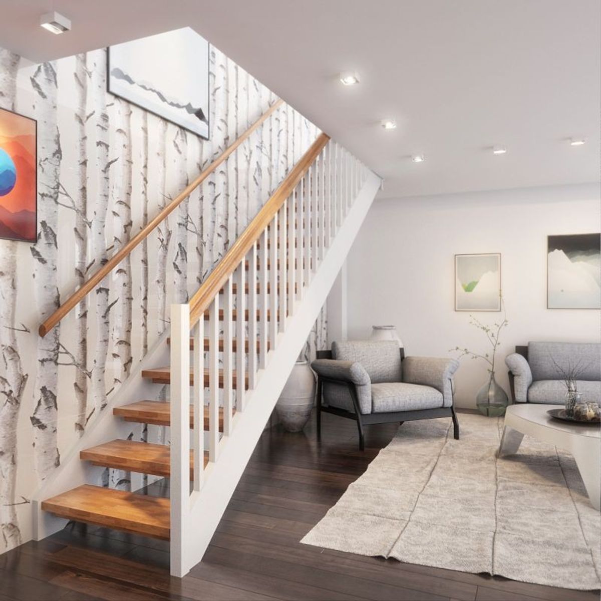 Illustrasjon trapp med stolpe 1