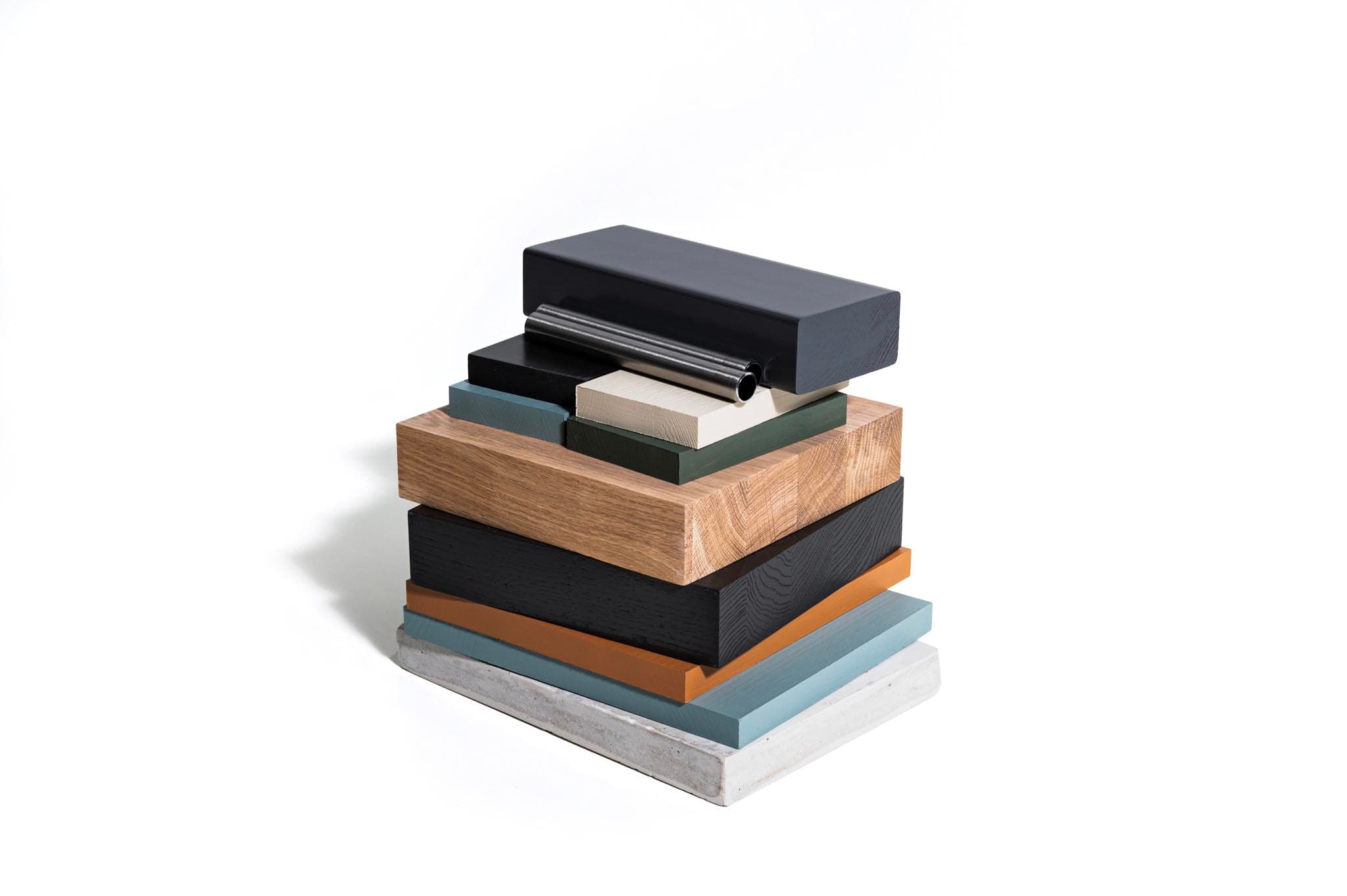 stack of wooden planks with different colors